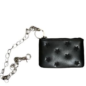 Black star pleather key chain credit card wallet